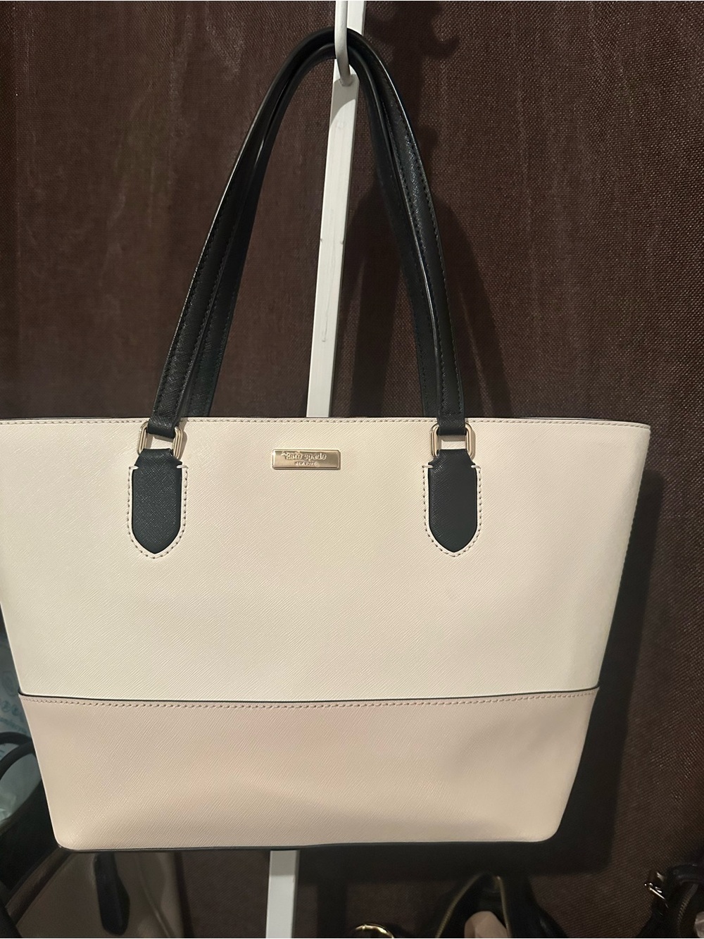 kate spade Cream and Black Two-Tone Tote